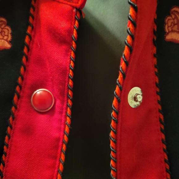 Scully Shirt Red Western Snap on Smile Pockets Pearl Snap Rose Floral-M - Picture 7 of 12